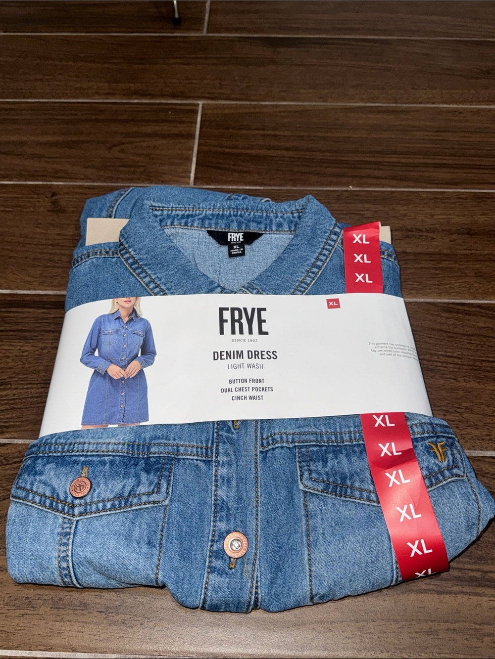 FRYE Light Wash Denim Shirt Dress in Blue